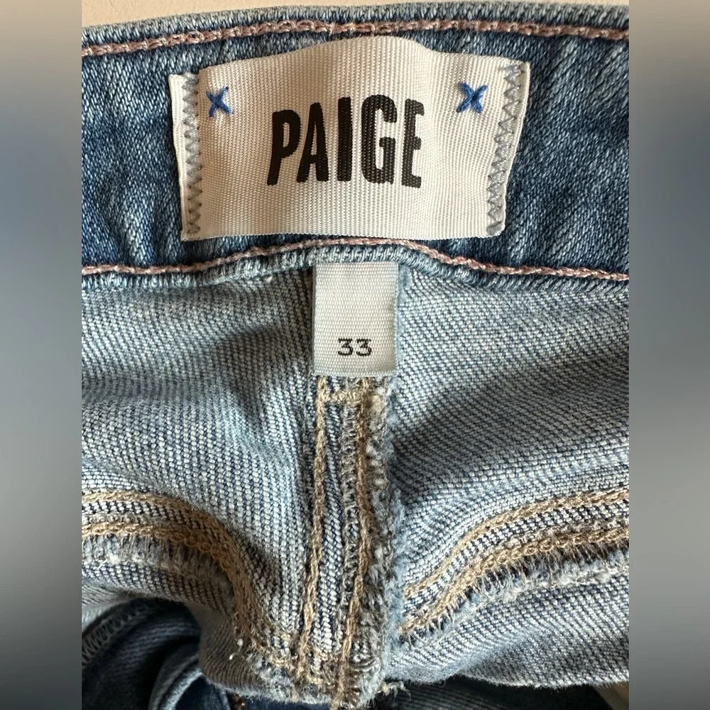 PAIGE Denim Stella Straight Jeans Distressed Size 33 - Picture 10 of 14
